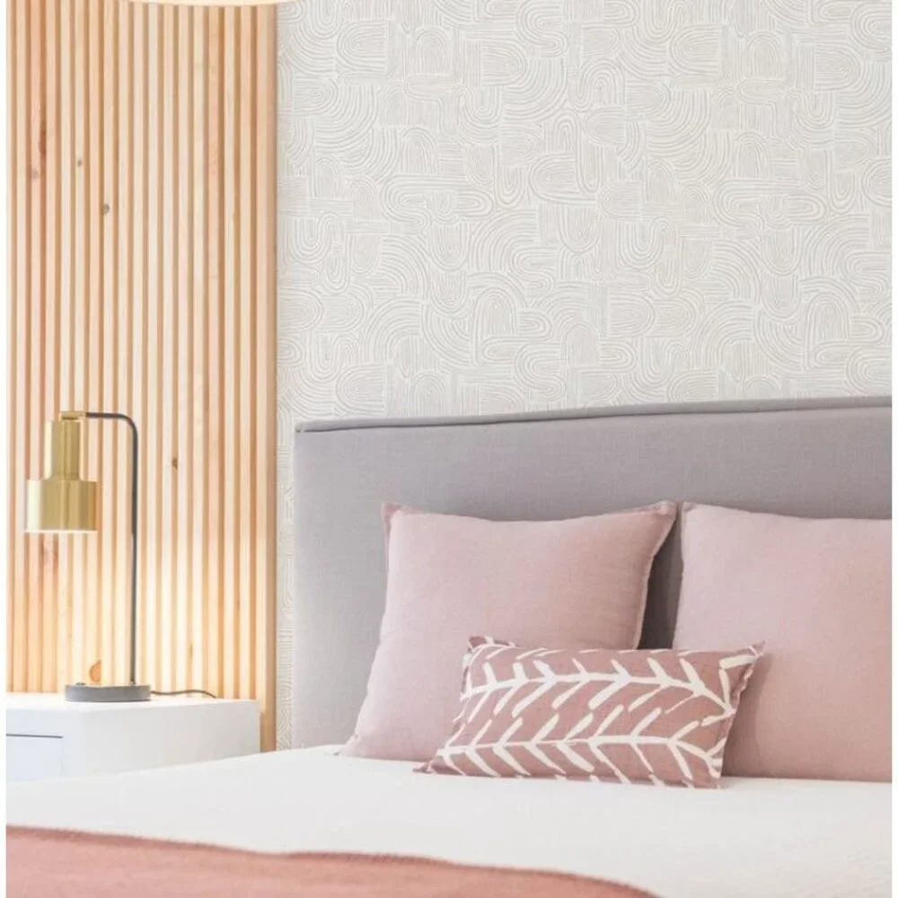 Tempaper Swell Sand Removable Vinyl Wallpaper Beige White